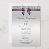 Invitation Tout âge Anniversaire Fête d'Argent Séquence Viole (Dos)