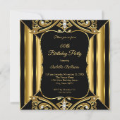 Invitation Tout âge Anniversaire Fête Noir Or Diamant image 2 (Devant)