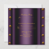 Invitation Tout âge Anniversaire Fête Plum Purple Gold Lock (Dos)