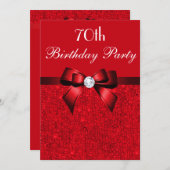 Invitation Tout âge Anniversaire Fête Rouge Faux Séquins Bow (Devant / Derrière)