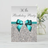 Invitation Tout âge Anniversaire Fête Séquin Argent Séquin Pr (Debout devant)