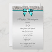 Invitation Tout âge Anniversaire Fête Séquin Argent Séquin Pr (Dos)