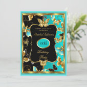 Invitation Tout âge Anniversaire Fête Turquoise Bleu Bleu Pap (Debout devant)