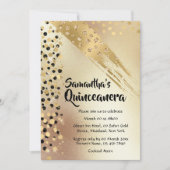 Invitation Tout âge anniversaire or parties scintillant noir  (Devant)