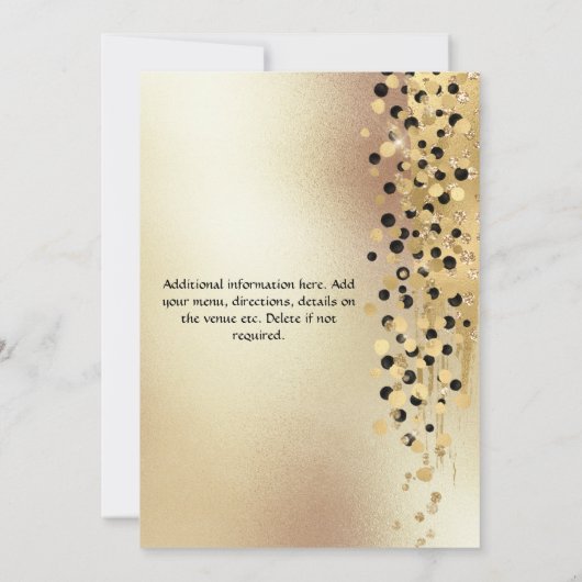 Invitation Tout âge anniversaire or parties scintillant noir  (Dos)