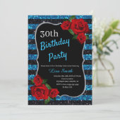 Invitation Tout Âge Anniversaire Parties scintillant Bleue Et (Debout devant)