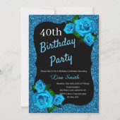 Invitation Tout âge Anniversaire Parties scintillant Bleue Ro (Devant)