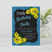 Invitation Tout âge Anniversaire Parties scintillant Bleue Ro (Debout devant)