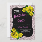 Invitation Tout âge Anniversaire Parties scintillant rose Ros (Devant)