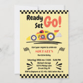 Invitation Tout âge Anniversaire Prêt Partir Jaune Voiture De (Devant)