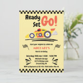 Invitation Tout âge Anniversaire Prêt Partir Jaune Voiture De (Debout devant)