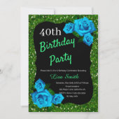 Invitation Tout âge Anniversaire Vert Parties scintillant Ble (Devant)