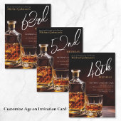 Invitation Tout âge Anniversaire Whiskey Black Gold Classy Él