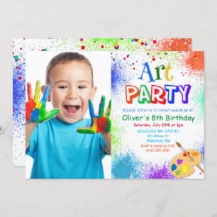Invitation TOUT AGE Art Party Paint Party Anniversaire Invita