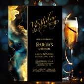 Invitation Tout âge Black Gold Celestiday fête d'anniversaire