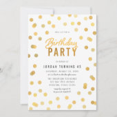 Invitation Tout âge Blanc & Faux Gold Confetti fête d'anniver (Devant)