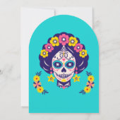 Invitation Tout âge brillant Floral Sugar Skull Anniversaire (Dos)