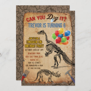 Invitation TOUT ÂGE - Dinosaur Dig Anniversaire Fête Invitati
