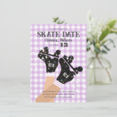 Invitation Tout âge En vichy Lilac Disco Roller Skate Anniver (Debout devant)