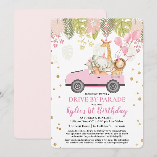 Invitation TOUT ÂGE - Fête d'anniversaire virtuelle de passag (Devant / Derrière)