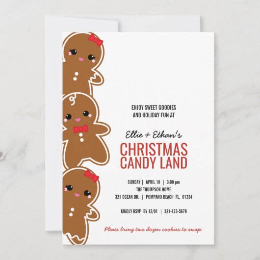 Invitation TOUT ÂGE fille & garçon CHRISTMAS GINGERBREAD cany (Devant)
