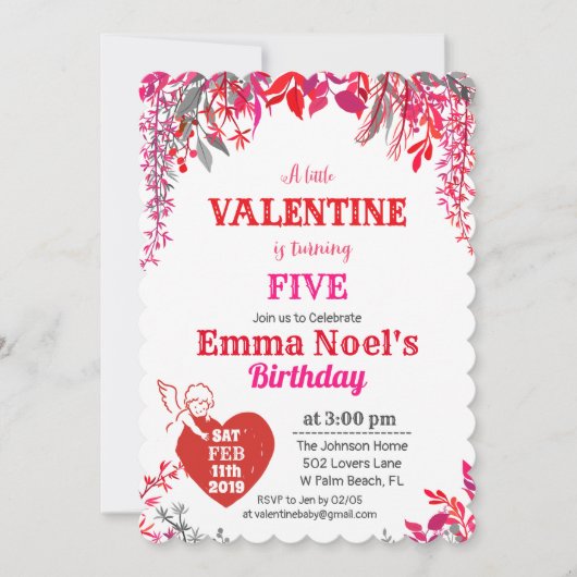Invitation TOUT AGE Floral Valentine's Day Anniversaire Invit (Devant)