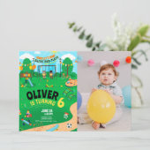 Invitation Tout âge intérieur terrain de jeu photo anniversai (Debout devant)