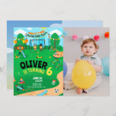 Invitation Tout âge intérieur terrain de jeu photo anniversai (Devant / Derrière)