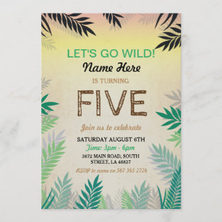 Invitation TOUT ÂGE Jungle Anniversaire Fête Safari ZOO Invit