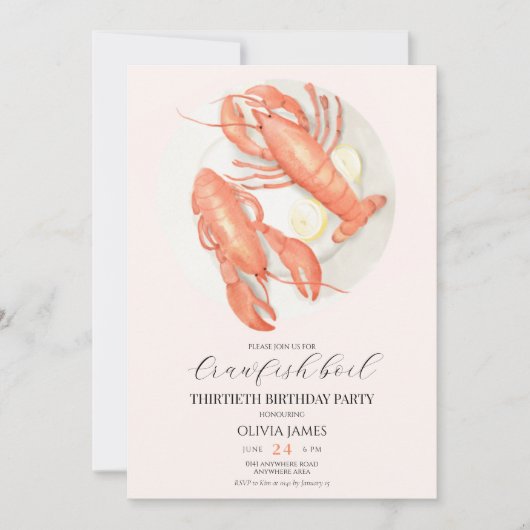 Invitation Tout âge langouste ébullition anniversaire (Devant)