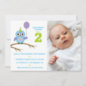 Invitation Tout âge mignon hibou bébé ou bébé garçon bébé ann (Devant)