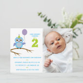 Invitation Tout âge mignon hibou bébé ou bébé garçon bébé ann (Debout devant)