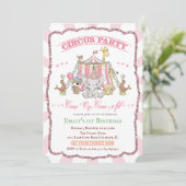 Invitation TOUT ÂGE - Mignonne cirque rose Anniversaire Invit (Debout devant)