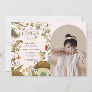 Invitation Tout âge Mushroom Forest Fée fille anniversaire