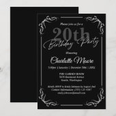Invitation Tout âge Noir et Blanc Anniversaire Moderne (Devant / Derrière)