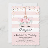 Invitation TOUT ÂGE - Paris Unicorn Floral Anniversaire Invit (Devant)