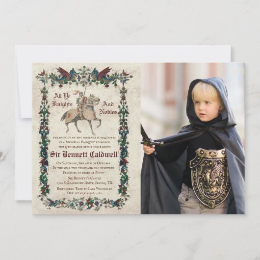 Invitation TOUT ÂGE - Renaissance médiévale photo d'anniversa (Devant)