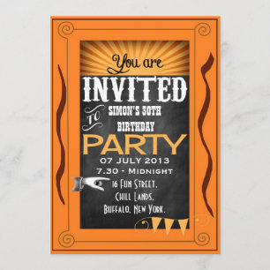 Invitation TOUT AGE Retro Chalkboard Anniversaire Fête Invita