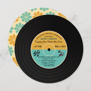 Invitation TOUT ÂGE - Retro Vinyl Record Anniversaire Invitat
