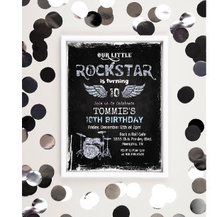 Invitation TOUT ÂGE - Rockstar Drum Set Anniversaire Invitati