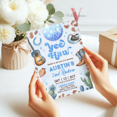 Invitation TOUT AGE RODEO Cowboy Bleu Brown Anniversaire Invi