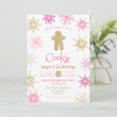 Invitation Tout Age Rose Gold Plaid Cookie Décor Anniversaire (Debout devant)