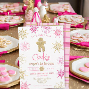 Invitation Tout Age Rose Gold Plaid Cookie Décor Anniversaire