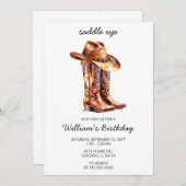 Invitation Tout âge Saddup Rustic Western Anniversaire Party (Devant / Derrière)