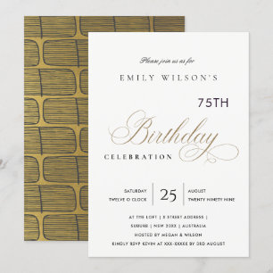 INVITATION TOUT ÂGE SIMPLE ÉLÉGANTE TYPOGRAPHIE OR ANNIVERSAI