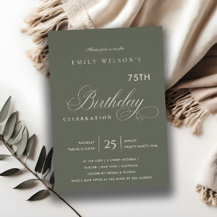 INVITATION TOUT ÂGE SIMPLE GRAY GOLD TYPOGRAPHIE ANNIVERSAIRE