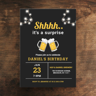 Invitation Tout âge Surprise Bières fête d'anniversaire