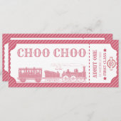 Invitation Tout âge train thème fille anniversaire (Devant / Derrière)