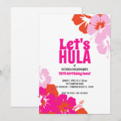 Invitation TOUT ÂGE tropical Anniversaire FÊTE rose orange lu (Devant / Derrière)