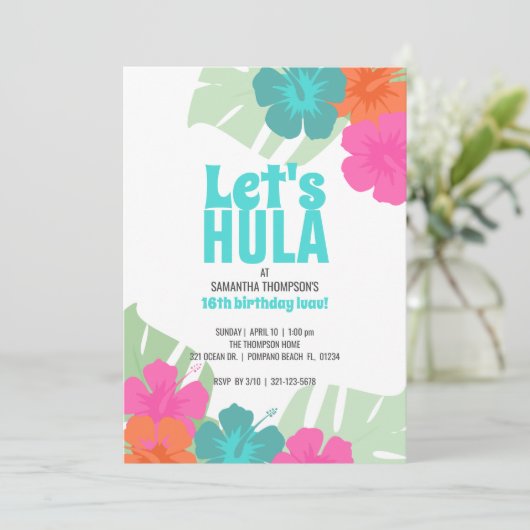Invitation TOUT ÂGE tropical fête d'anniversaire sherbert lua (Debout devant)
